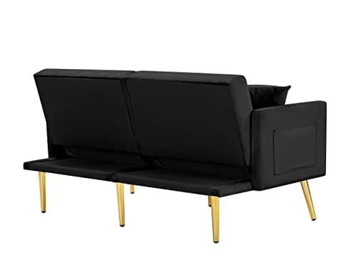 Antetek Convertible Velvet Futon Sofa Bed - Small Modern Loveseat for Living Room and Bedroom