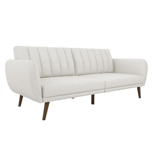 Brittany 82 Inch Futon Sofa Bed, Mid-Century Modern, Light Gray