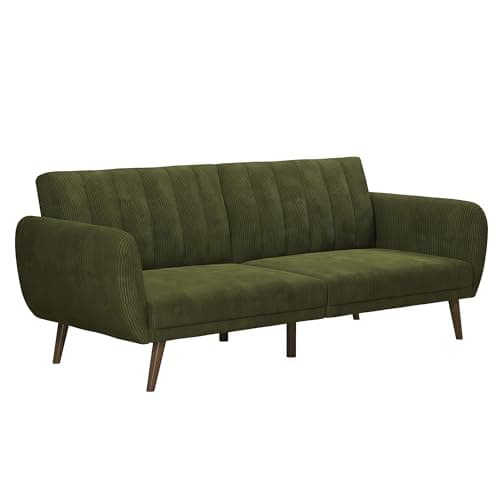 Brittany 82 Inch Futon Sofa Bed, Mid-Century Modern, Light Gray