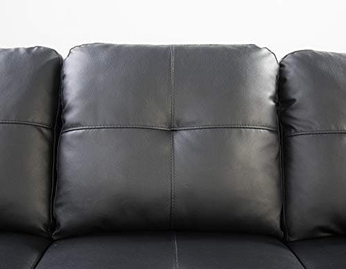 Faux Leather Sectional Sofa with Storage Ottoman for Living Room or Office