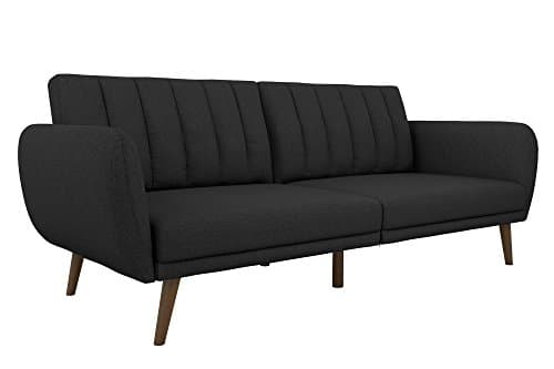 Brittany 82 Inch Futon Sofa Bed, Mid-Century Modern, Light Gray