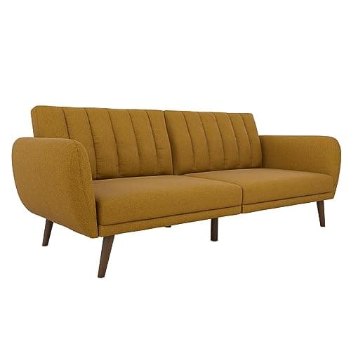 Brittany 82 Inch Futon Sofa Bed, Mid-Century Modern, Light Gray