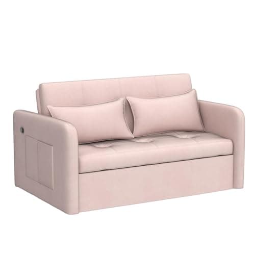 3-in-1 Sleeper Sofa Bed with USB Port, Modern Velvet Pull Out Futon Couch, Small Loveseat Sofa