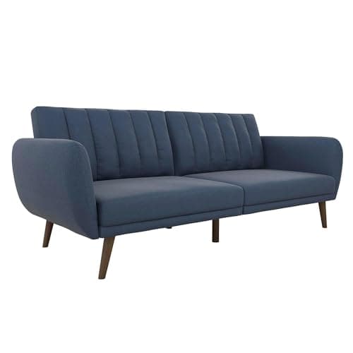 Brittany 82 Inch Futon Sofa Bed, Mid-Century Modern, Light Gray