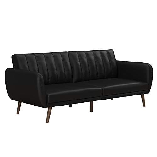 Brittany 82 Inch Futon Sofa Bed, Mid-Century Modern, Light Gray