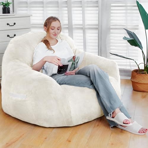 Comfy Giant Bean Bag Chair with Memory Foam for Adults | Gray Bean Bag Sofa for Bedroom, Living Room