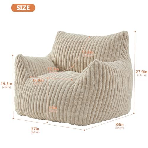 Plush Fluffy Bean Bag Chairs for Teens and Adults with Armrests