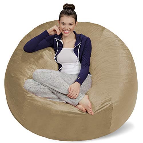 Plush Memory Foam Bean Bag Chair for Dorm Room - Gray - 5 Feet