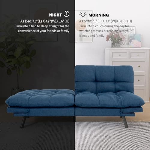 Memory Foam Sleeper Sofa Bed Blue