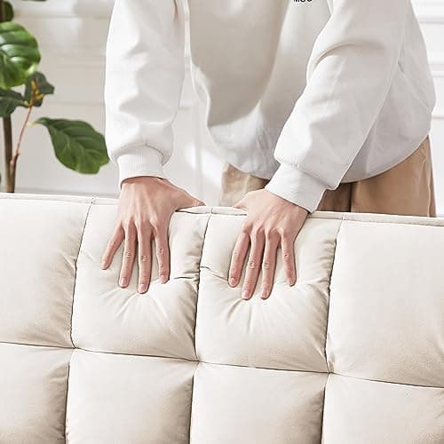 Modern Velvet 3-in-1 Sleeper Sofa Bed Love Seat with Reclining Backrest, Pillows, Pockets for Living Room Apartment