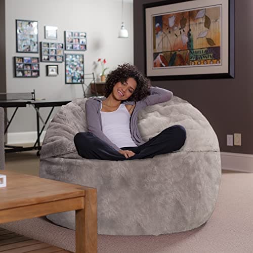 Plush Memory Foam Bean Bag Chair for Dorm Room - Gray - 5 Feet