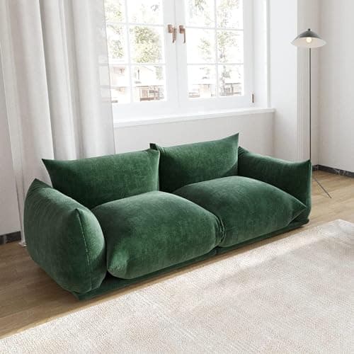 Modern Love Seat Couch, Chenille Couch with Thick Cushion, Plush Sofas for Small Spaces