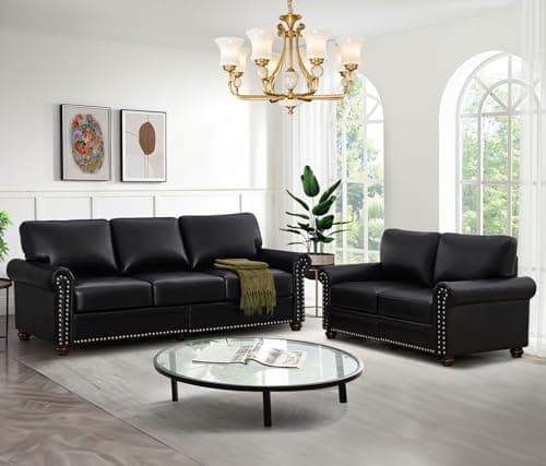 Mid-Century Modern Loveseat Sofa with Storage Space & Solid Bun Feet, Small Couch for Living Room, Bedroom