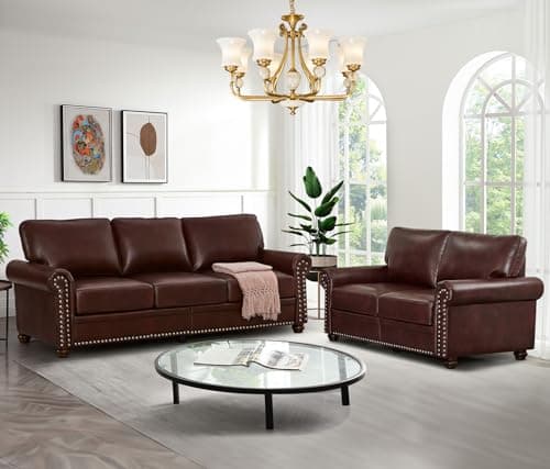 Antetek Upholstered Leather Sofa Set with Storage Space, Navy Blue