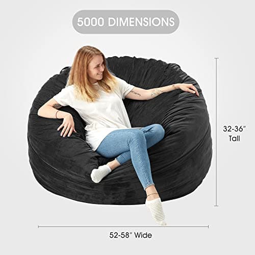 Homguava Memory Foam Bean Bag Chair: Large Dutch Velvet Covered Beanbag Sofa