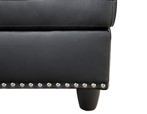 Faux Leather Sectional Sofa with Storage Ottoman for Living Room or Office