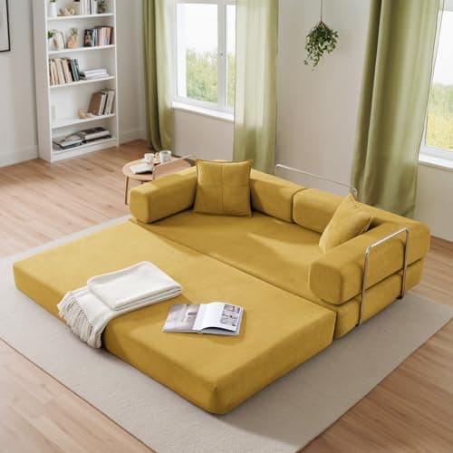 Modern Gray Convertible Futon Sofa Bed for Living Room Bedroom Guest Room