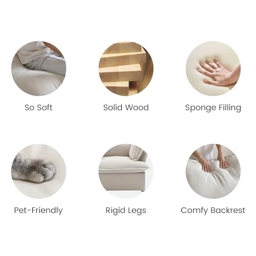 Cloud Modular Sectional Sofa with Down Filling, Wide Deep Seat Couch for Living Room in Beige Color
