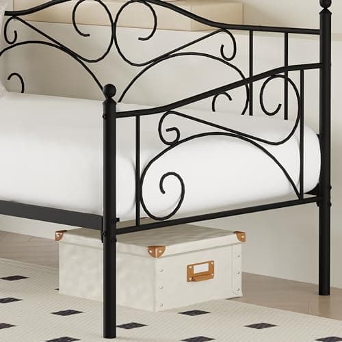Twin Daybed Frame with Steel Slat Support - Black