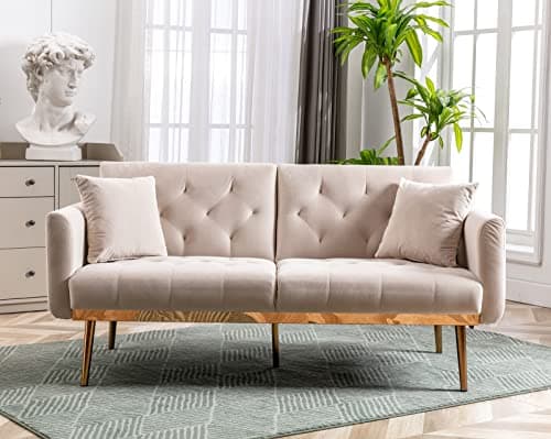 Modern Grey Convertible Futon Sofa Bed with Adjustable Positions