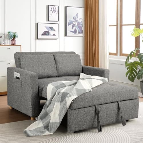 3-in-1 Convertible Sofa Bed with Adjustable Backrest, Grey