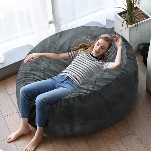 60" Dark Grey Oversized Bean Bag Sofa with Memory Sponge (5FT)
