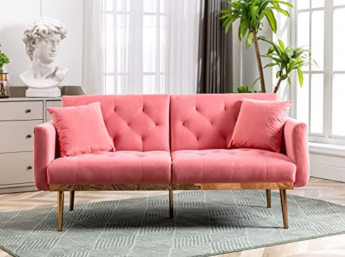 Modern Grey Convertible Futon Sofa Bed with Adjustable Positions