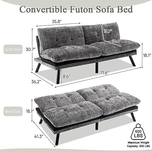 Convertible Sofa Bed with Thicker Cushion for Small Living Spaces