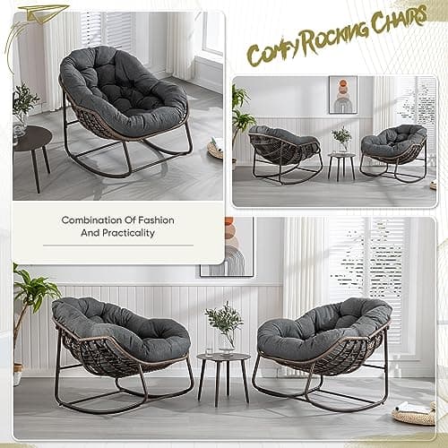 Outdoor Rocking Chair with Cushion for Patio, Balcony, Garden, or Living Room