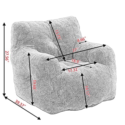 Bean Bag Chairs for Adults & Kids in Velvet Fabric, Beige