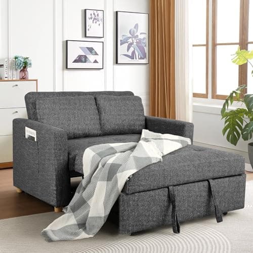 3-in-1 Convertible Sofa Bed with Adjustable Backrest, Grey