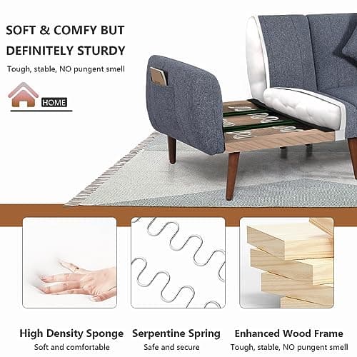 Noble Mood Sleeper Sectional Sofa with Reclining Backrest and Ottoman