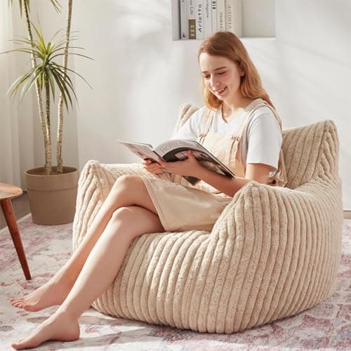 Plush Fluffy Bean Bag Chairs for Teens and Adults with Armrests