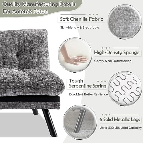 Convertible Sofa Bed with Thicker Cushion for Small Living Spaces