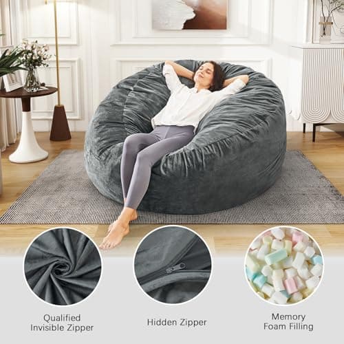Giant Convertible Bean Bag Chair for Adults - Full Grey