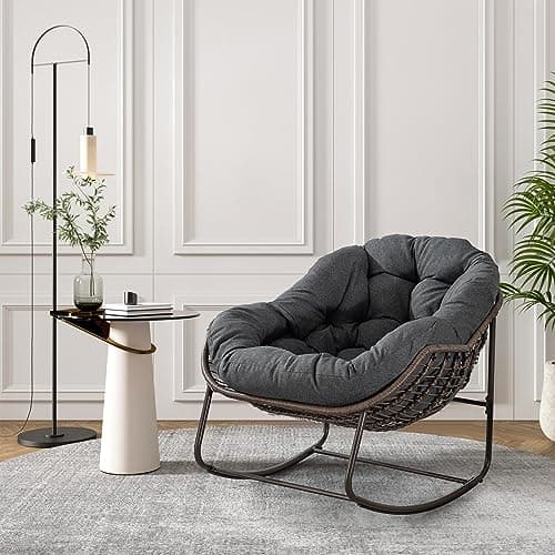 Outdoor Rocking Chair with Cushion for Patio, Balcony, Garden, or Living Room