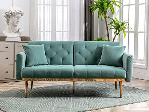 Modern Grey Convertible Futon Sofa Bed with Adjustable Positions