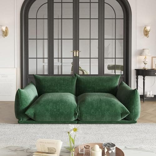 Modern Love Seat Couch, Chenille Couch with Thick Cushion, Plush Sofas for Small Spaces