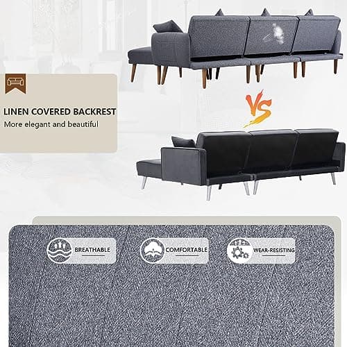 Noble Mood Sleeper Sectional Sofa with Reclining Backrest and Ottoman