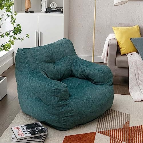 Bean Bag Chairs for Adults & Kids in Velvet Fabric, Beige