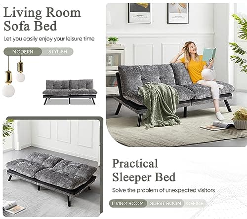 Convertible Sofa Bed with Thicker Cushion for Small Living Spaces