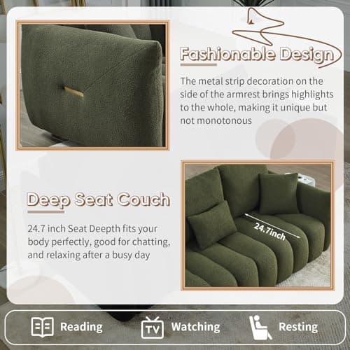 Antetek 82 Modern Teddy Cloud Sofa - Green