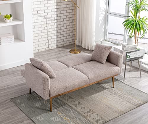 Modern Grey Convertible Futon Sofa Bed with Adjustable Positions