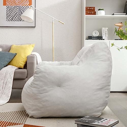 Bean Bag Chairs for Adults & Kids in Velvet Fabric, Beige