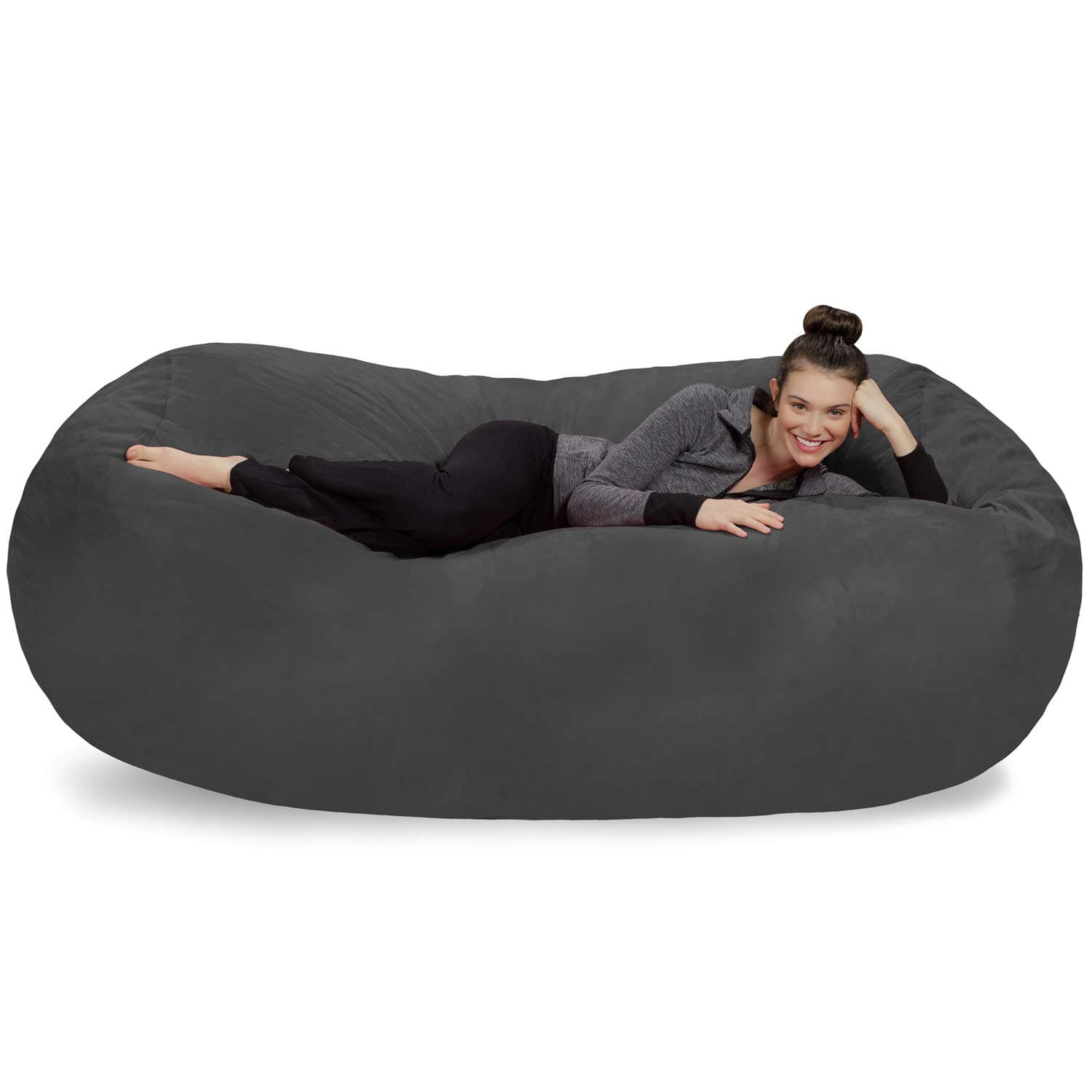 Charcoal Jumbo Bean Bag Lounger - Memory Foam, Super Soft Cover - XL for Kids & Adults
