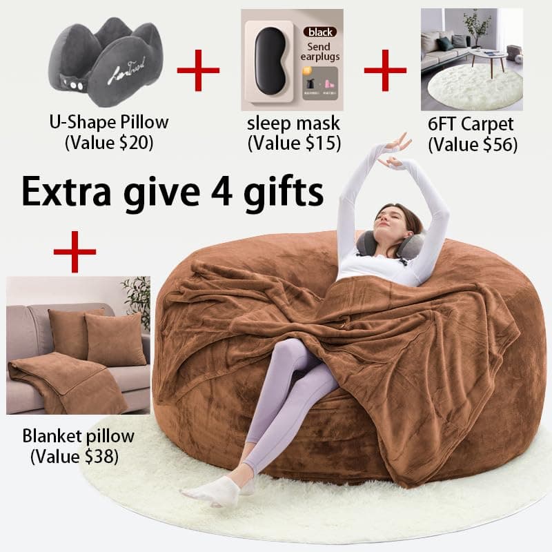60" Dark Grey Oversized Bean Bag Sofa with Memory Sponge (5FT)