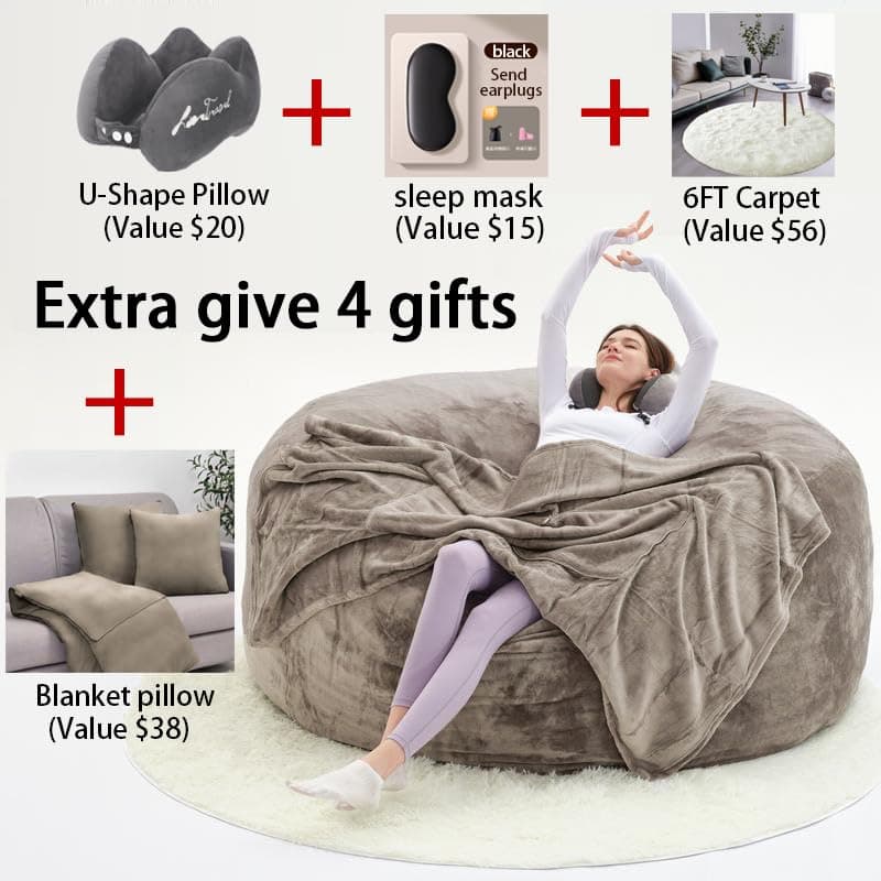 60" Dark Grey Oversized Bean Bag Sofa with Memory Sponge (5FT)