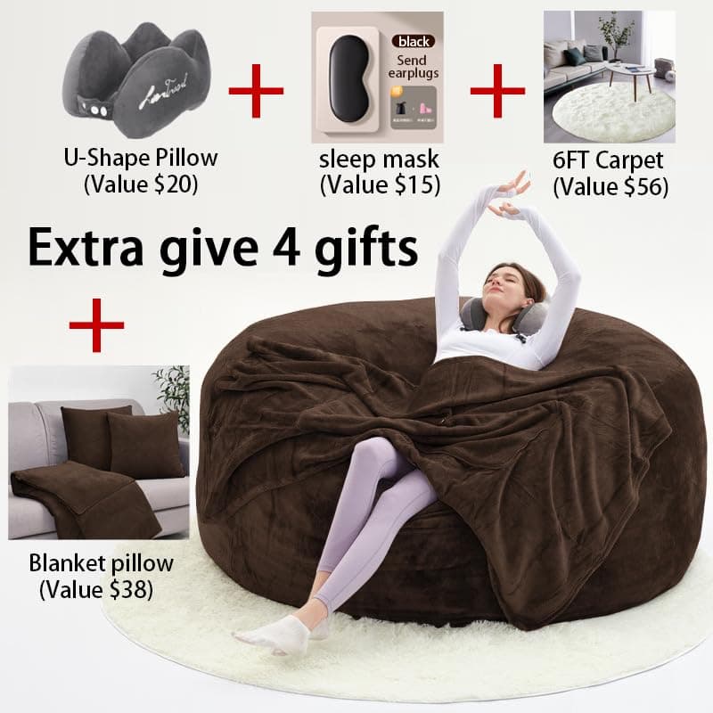 60" Dark Grey Oversized Bean Bag Sofa with Memory Sponge (5FT)
