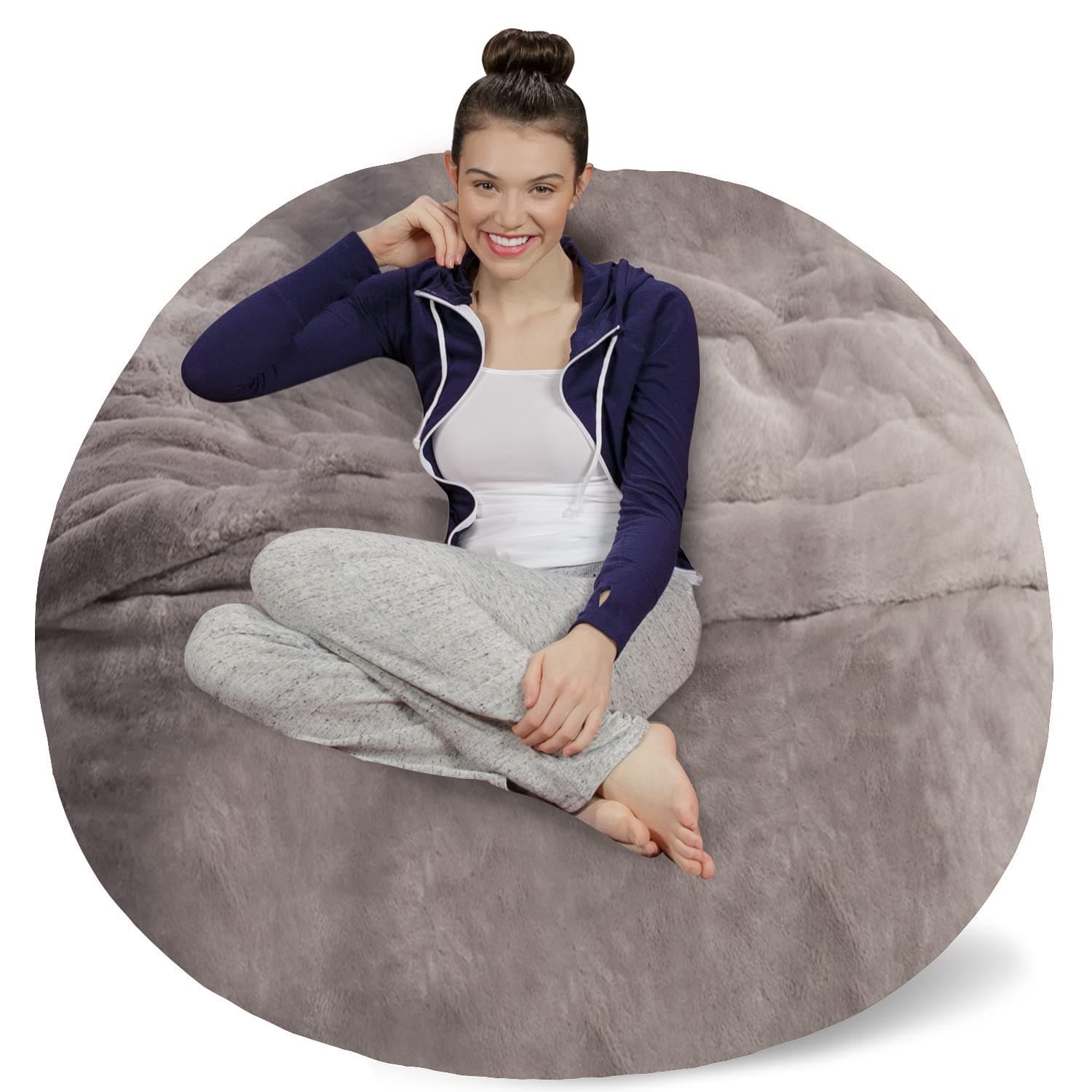 Plush Memory Foam Bean Bag Chair for Dorm Room - Gray - 5 Feet